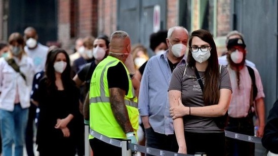 People queue to receive a vaccine against Covid-19 at the Arena Treptow vaccination centre in Berlin (Reuters file photo)
