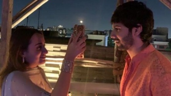 Varun Dhawan and his wife Natasha Dalal celebrated their first Karwa Chauth. Varun shared pictures on Instagram.