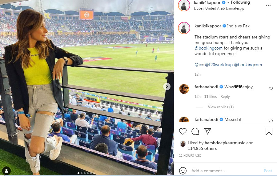 Kanika Kapoor at the stadium.