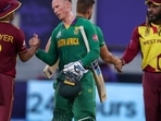 South Africa managed to restrict West Indies to 143-8 and rode on Aiden Markram's blistering half-century to chase down the target with 10 balls to spare.(AP) South Africa managed to restrict West Indies to 143-8 and rode on Aiden Markram's blistering half-century to chase down the target with 10 balls to spare.(AP)