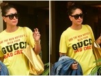 Kareena Kapoor in <span class='webrupee'>₹</span>48k T-shirt and denims slays airport look with Saif Ali Khan, Jeh and Taimur(HT Photo/Varinder Chawla) Kareena Kapoor in <span class='webrupee'>₹</span>48k T-shirt and denims slays airport look with Saif Ali Khan, Jeh and Taimur(HT Photo/Varinder Chawla)