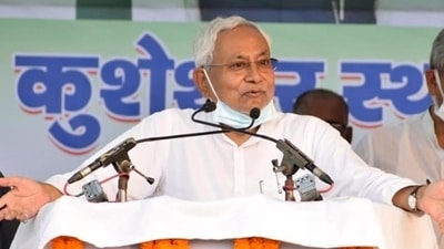 Bihar CM Nitish Kumar during bypolls campaign at Kusheshwar Asthan assembly constituency in Darbhanga on Tuesday. (Santosh Kumar/HT Photo) Bihar CM Nitish Kumar during bypolls campaign at Kusheshwar Asthan assembly constituency in Darbhanga on Tuesday. (Santosh Kumar/HT Photo)