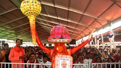 Bharatiya Janata Party supporters gather to attend Prime Minister Narendra Modi's rally, in Varanasi. (ANI)