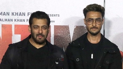 Salman Khan and Aayush Sharma at the Antim trailer launch. (ANI) Salman Khan and Aayush Sharma at the Antim trailer launch. (ANI)
