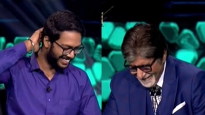 Amitabh Bachchan laughed as a KBC 13 contestant mimicked Nana Patekar. Amitabh Bachchan laughed as a KBC 13 contestant mimicked Nana Patekar.