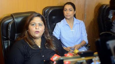 Narcotics Control Bureau (NCB) Mumbai Zonal Director Sameer Wankhede's sister Yasmeen Wankhede along with his wife Kranti Redkar addresses a press conference, in Mumbai. They refuted all allegations made by the NCP minister Nawab Malik. (ANI) Narcotics Control Bureau (NCB) Mumbai Zonal Director Sameer Wankhede's sister Yasmeen Wankhede along with his wife Kranti Redkar addresses a press conference, in Mumbai. They refuted all allegations made by the NCP minister Nawab Malik. (ANI)