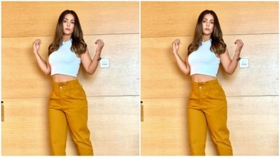 Hina opted for a minimal makeup look to give a casual vibe to her attire. (Instagram/@realhinakhan) Hina opted for a minimal makeup look to give a casual vibe to her attire. (Instagram/@realhinakhan)
