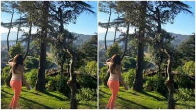 Janhvi posed with her back to the cameras, as she stared at the picturesque hills. (Instagram/@janhvikapoor)