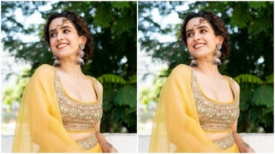 In a soft yellow embellished lehenga, Sanya looked stunning as ever. (Instagram/@sanyamalhotra_) In a soft yellow embellished lehenga, Sanya looked stunning as ever. (Instagram/@sanyamalhotra_)