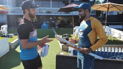 New Zealand captain Kane Williamson with Pakistan skipper Babar Azam (Twitter) New Zealand captain Kane Williamson with Pakistan skipper Babar Azam (Twitter)