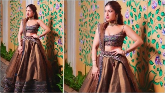 With half her hair tied and half-open, Bhumi Pednekar posed for the camera.(Instagram/@bhumipednekar)