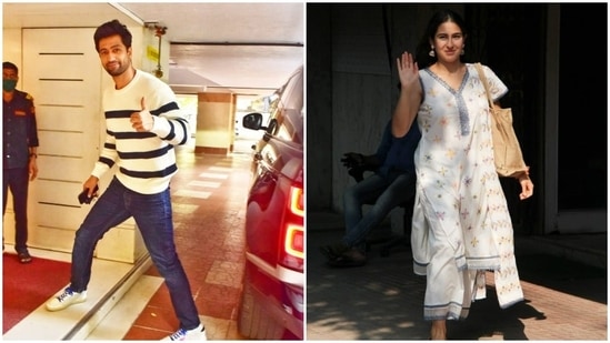 Spotting our favourite celebrities, engrossed in their personal and professional errands, in the streets of Mumbai, is our favourite thing to do. Tuesday was no different as Sara Ali Khan and Vicky Kaushal were snapped by paparazzi, busy in their professional activities. Both of the actors showed us how to style white, for casual and ethnic attires. We are taking notes.(HT Photos/Varinder Chawla)