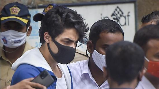 Actor Shah Rukh Khan's son Aryan Khan being taken to Arthur Road jail from the NCB office after being arrested in connection with the drug bust case in Mumbai. Sameer Wankhede, the Mumbai zonal director of the NCB supervising the investigation into the case arrived in New Delhi on Monday evening. (PTI)