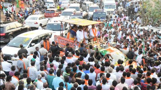 The BJP has sent most of its ministers and senior leaders to mobilize support while the other two parties are also campaigning vigorously in the Hanagal and Sindgi constituencies. (Agencies)