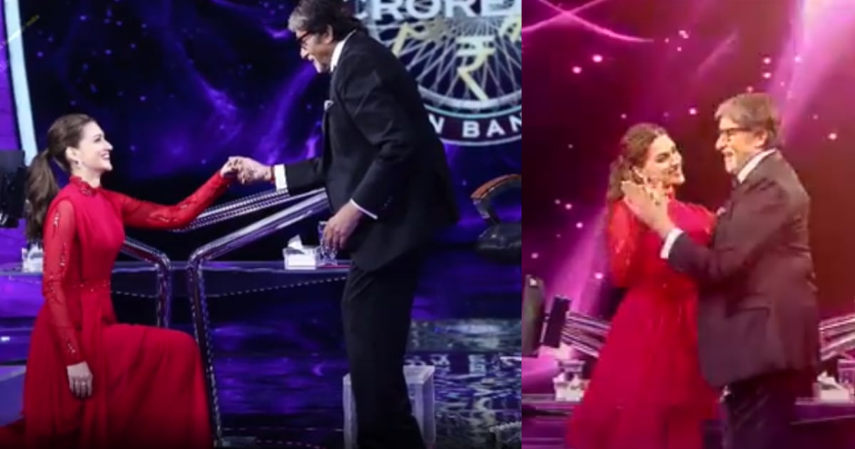 Amitabh Bachchan and Kriti Sanon dance on KBC 13.&nbsp;
