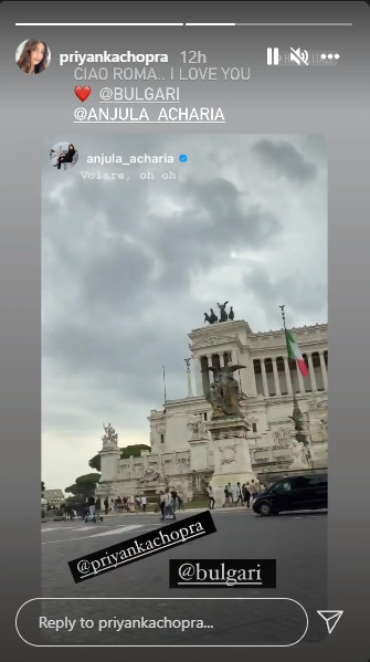 Priyanka also shared a video of the streets of Rome as she departed from the city.