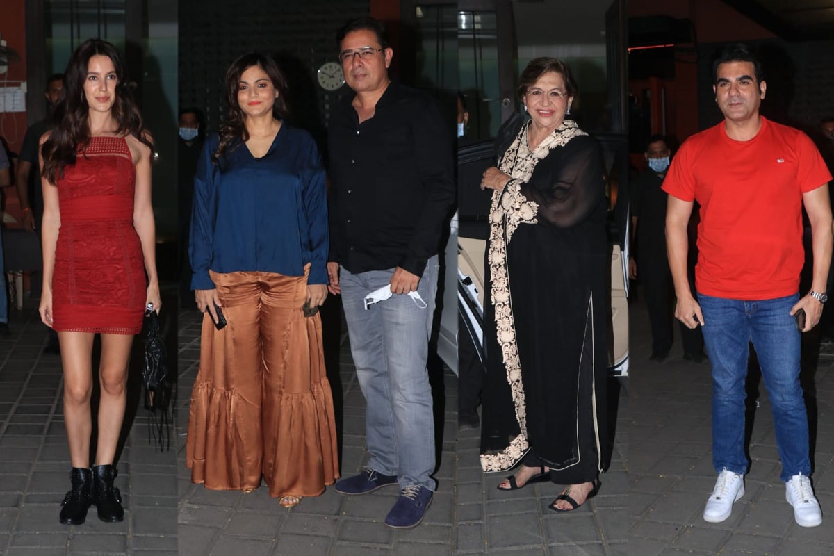 Isabelle Kaif, Alvira Khan with Atul Agnihotri, Helen and Arbaaz Khan at Aayush Sharma's birthday bash. (Varinder Chawla)