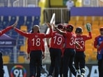 Abu Dhabi, Oct 27 (ANI): England's Moeen Ali celebrates the dismissal of Bangladesh's Liton Das during the ICC Men's T20 World Cup 2021 match between England and Bangladesh at Sheikh Zayed Stadium in Abu Dhabi on Wednesday. (ANI Photo)(ANI)