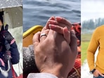 Nusrat Jahan and Yash Dasgupta in a shikara in Kashmir.&nbsp;