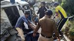 A team of the State Disaster Response Force (SDRF) retrieving bodies of five tourists from a gorge in Bageshwar district on Wednesday. (HT PHOTO.)