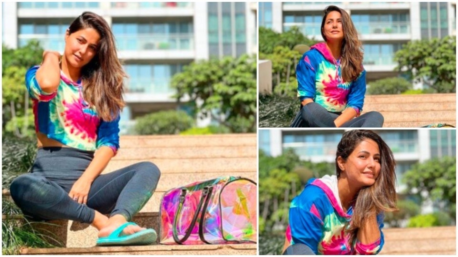 Hina Khan in tie-dye hoodie is feeling great after her workout session ...