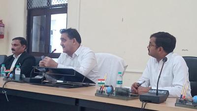 Ashok Kumar (centre), chief judge of Gautam Budh Nagar district court, addressing the media on Wednesday. (Sourced) Ashok Kumar (centre), chief judge of Gautam Budh Nagar district court, addressing the media on Wednesday. (Sourced)