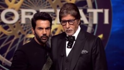 Amitabh Bachchan with Rajkummar Rao on Kaun Banega Crorepati 13.