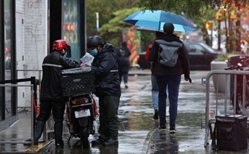 New York and New Jersey declared states of emergency as the storm brought heavy rain and strong winds to the area, with up to 3 inches of rain in some parts of the city. (AFP)