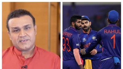 Virender Sehwag and Team India collage. (File/AP)