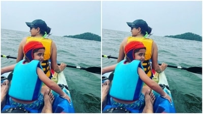 Gul and Nihal made their way on a kayak for their adventures in the sea. (Instagram/@gulpanag) Gul and Nihal made their way on a kayak for their adventures in the sea. (Instagram/@gulpanag)