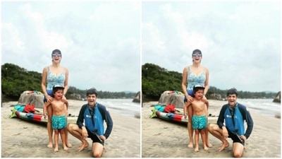 “We left Palolim in two kayaks, husband, Nihal and self in one,” wrote Gul, kickstarting their family vacation. (Instagram/@gulpanag) “We left Palolim in two kayaks, husband, Nihal and self in one,” wrote Gul, kickstarting their family vacation. (Instagram/@gulpanag)