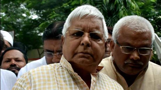 RJD chief Lalu Prasad, who visited Tarapur in a helicopter and is scheduled to address another meeting at Kushweshwar Asthan in the afternoon on the last day of campaigning in both the seats, also poked fun at the Chief Minister for not getting the special category status demand fulfilled for Bihar. (ANI PHOTO.)