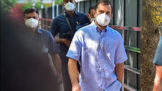 Congress leader Rahul Gandhi arrives for a meeting in New Delhi, India on Tuesday. ‘Jumla version’ of the Covid-19 vaccine story won’t save lives, he tweeted on Wednesday, slamming the government. (Hindustan Times)