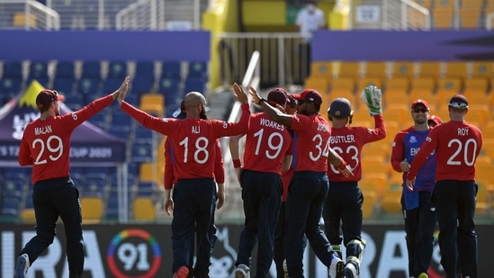 ANI 20211027135 0 1635342146165 1635342198979 Abu Dhabi, Oct 27 (ANI): England's Moeen Ali celebrates the dismissal of Bangladesh's Liton Das during the ICC Men's T20 World Cup 2021 match between England and Bangladesh at Sheikh Zayed Stadium in Abu Dhabi on Wednesday. (ANI Photo)(ANI)
