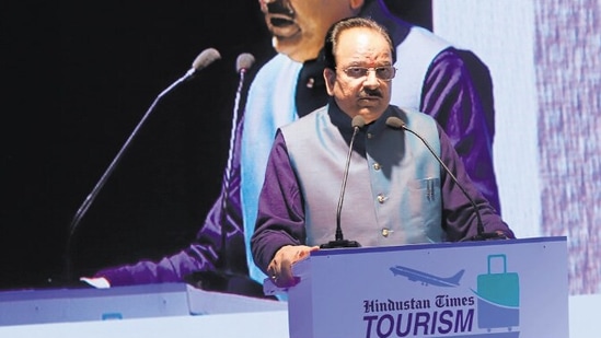 Minister of state for tourism Ajay Bhatt at the Hindustan Times Tourism Conclave in New Delhi on Wednesday. HT Photo