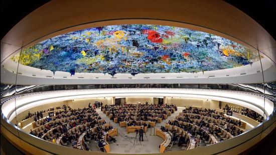 A general view of the UN Human Rights Council during a summit in 2018. India’s NHRC has asked the government to increase participation of women at international forums in a push for gender equality. (AFP/File)