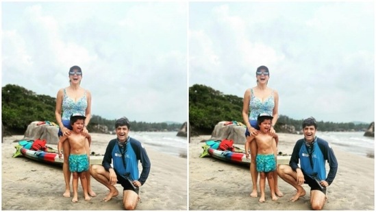 “We left Palolim in two kayaks, husband, Nihal and self in one,” wrote Gul, kickstarting their family vacation.(Instagram/@gulpanag)