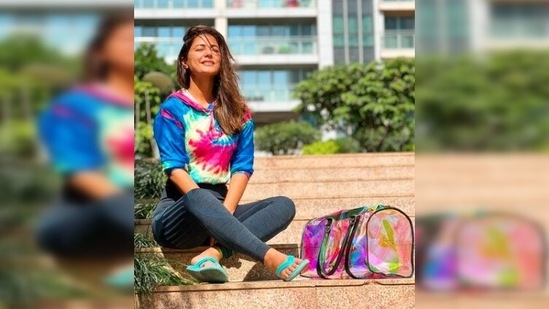 Hina Khan decided to just relax outside after her workout and get clicked just being herself.(Instagram/@realhinakhan)