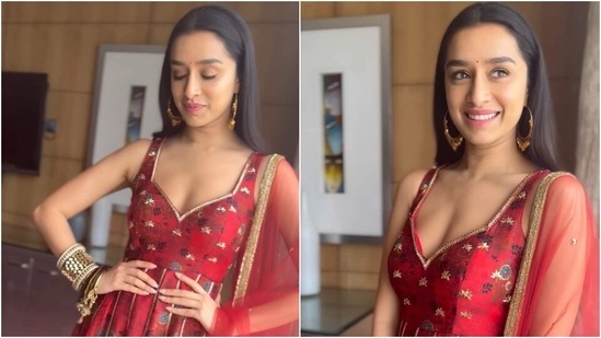 Shraddha Kapoor's wine red embroidered anarkali set is the Diwali 2021 look you need, see pics(Instagram/@namratadeepak3)