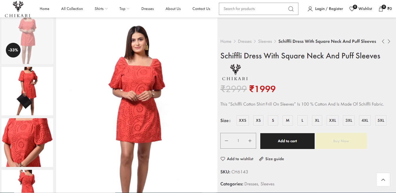 Gauahar Khan's schiffli dress with square neck and puff sleeves from Chikari(chikari.in)