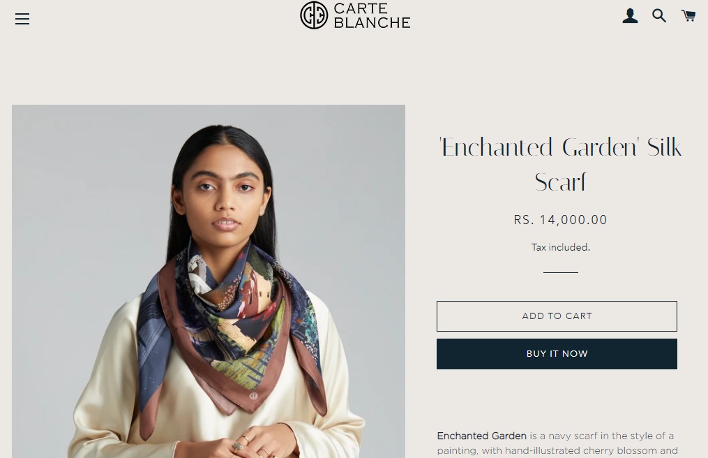 Mouni Roy's enchanted garden silk scarf from Carte Blanche(carteblanche-india.com)