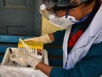 A health worker collects samples during the previous sero survey in the Capital. (Sanchit Khanna/HT PHOTO) A health worker collects samples during the previous sero survey in the Capital. (Sanchit Khanna/HT PHOTO)