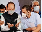 Rahul Gandhi with Ghulam Nabi Azad in Jammu on September 10 . PTI Rahul Gandhi with Ghulam Nabi Azad in Jammu on September 10 . PTI