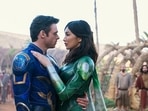 Richard Madden and Gemma Chan in Eternals. Richard Madden and Gemma Chan in Eternals.