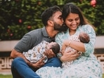 Dinesh Karthik, Dipika Pallikal and their newborns. (Twitter) Dinesh Karthik, Dipika Pallikal and their newborns. (Twitter)