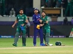 Team India skipper Virat Kohli shares a hug with Pakistan wicketkeeper-batter Mohammad Rizwan. (AP) Team India skipper Virat Kohli shares a hug with Pakistan wicketkeeper-batter Mohammad Rizwan. (AP)
