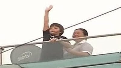 AbRam Khan spotted after Aryan Khan gets bail. AbRam Khan spotted after Aryan Khan gets bail.