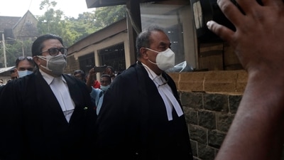 Senior lawyer Mukul Rohatgi at the Bombay High Court to represent Bollywood actor Shah Rukh Khan's son Aryan Khan. (AP) Senior lawyer Mukul Rohatgi at the Bombay High Court to represent Bollywood actor Shah Rukh Khan's son Aryan Khan. (AP)