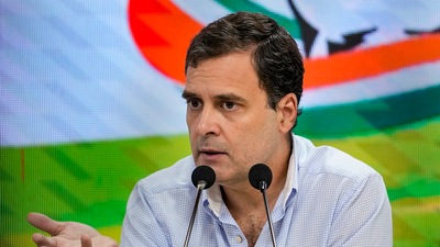 New Delhi: Congress leader Rahul Gandhi addresses a press conference at AICC in New Delhi (PTI)