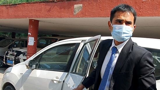 Narcotics Control Bureau (NCB) Mumbai zonal director Sameer Wankhede arrives at the NCB office in New Delhi earlier this week.&nbsp;(ANI )